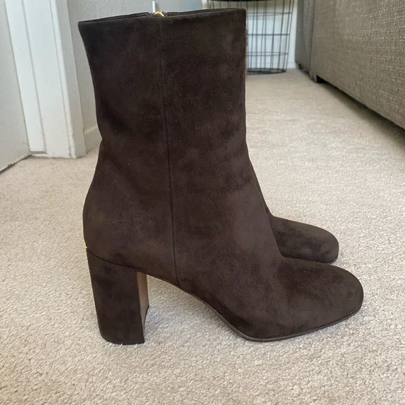 Prada Chocolate Brown Suede Booties 85mm heel - Picture 3 of 7